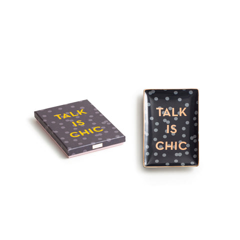 Rosanna Porcelain Tray: 'Talk Is Chic'