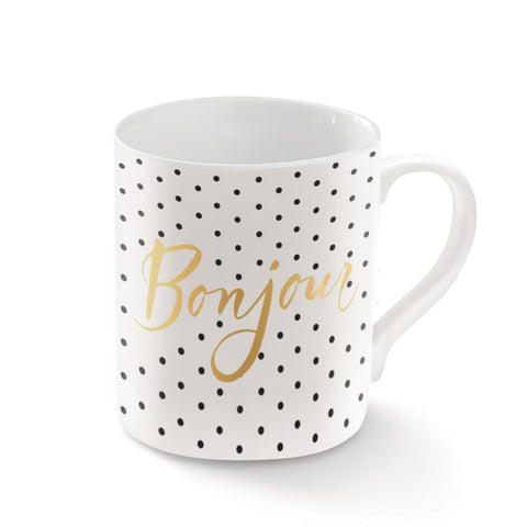 Pastel Porcelain Mug "Bonjour"