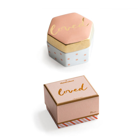 Rosanna Porcelain Lidded Hexagon Box "Loved"