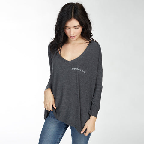 Good hYOUman Romy V Neck Long Sleeve Tee "Everyday Grateful"