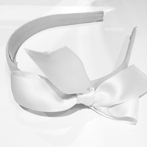 White Satin Bow Headband