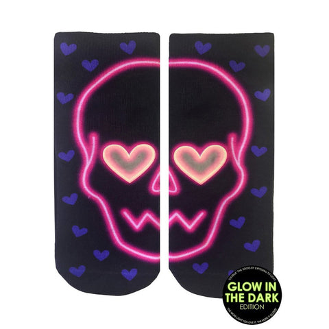 Love Skull Glow In The Dark Ankle Socks