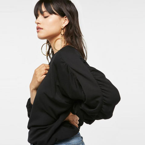 Frances Rouched Sleeve Sweatshirt