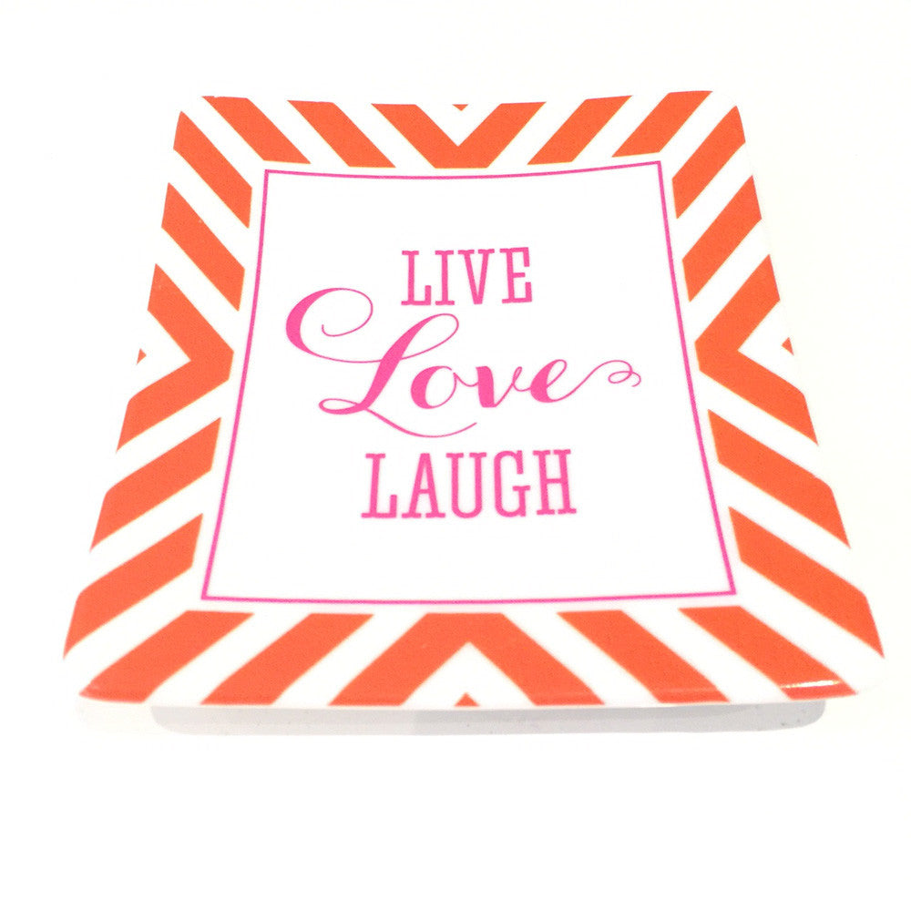 Two's Company Ceramic Tray: 'Live Love Laugh'