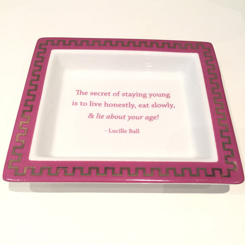 Two's Company Ceramic Tray: 'The Secret Of Staying Young Is To Live Honestly, Eat Slowly And Lie About Your Age'