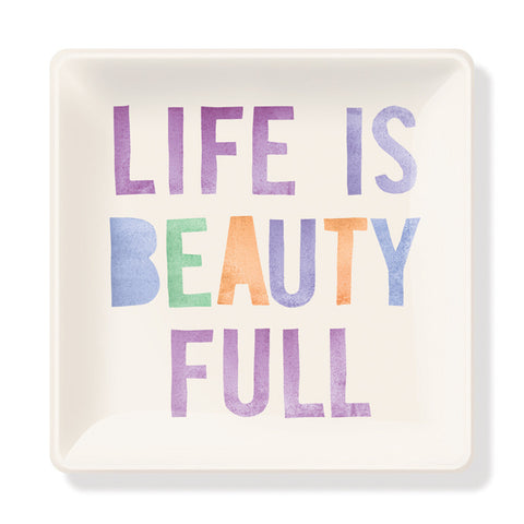 Pastel Glass Tray "Life Is Beauty Full"