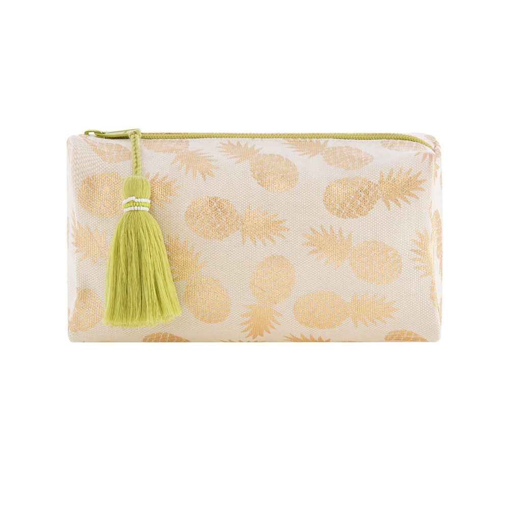 Gold Pineapples Cosmetic / Makeup Bag With Tassel