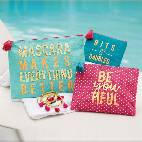 Mascara Makes Everything Better -  Sequin Makeup Case Set of 3