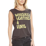 Whiskey Leather & Vinyl Muscle Tank